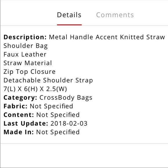 1 left! Straw Crossbody with Metal Handle Accent - Picture 5 of 5